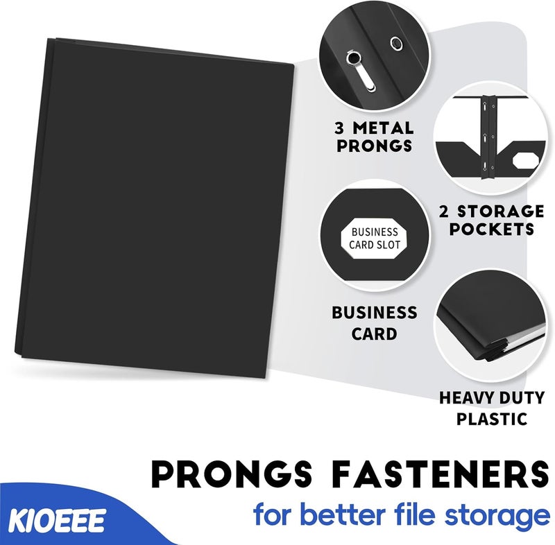 KIOEEE Black Heavy Duty Plastic Folders with 2 Pockets and 3 Prongs (24 Pack),Fit Letter Size Paper, Business Card Slot, Assorted Colors for School,Office and Home - Image 3